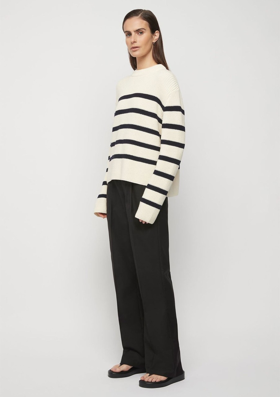 Clothing FRIEND of AUDREY | Friend Of Audrey Cotton Striped Knit Top White Stripe