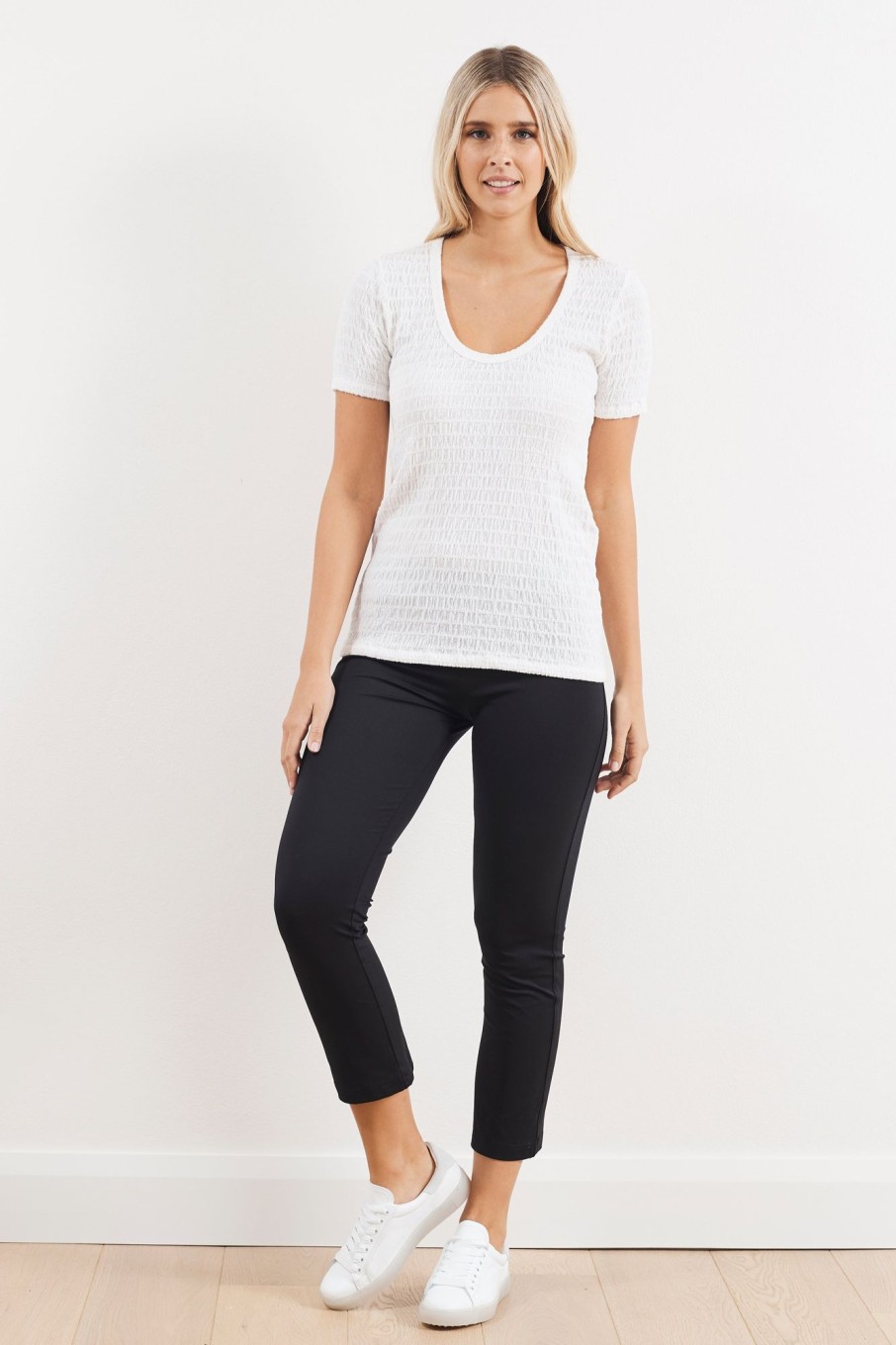 Clothing Mela Purdie | Mela Purdie Shirred Mesh Knit Aero T White/Shirred