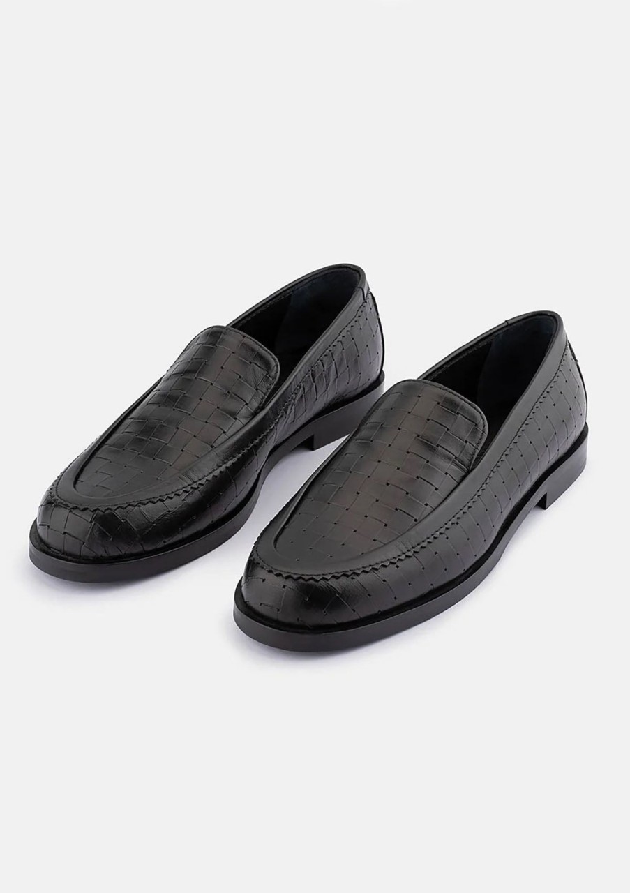 Accessories Department of Finery | Dof Studios Emmie Loafer Black Weave Embossed