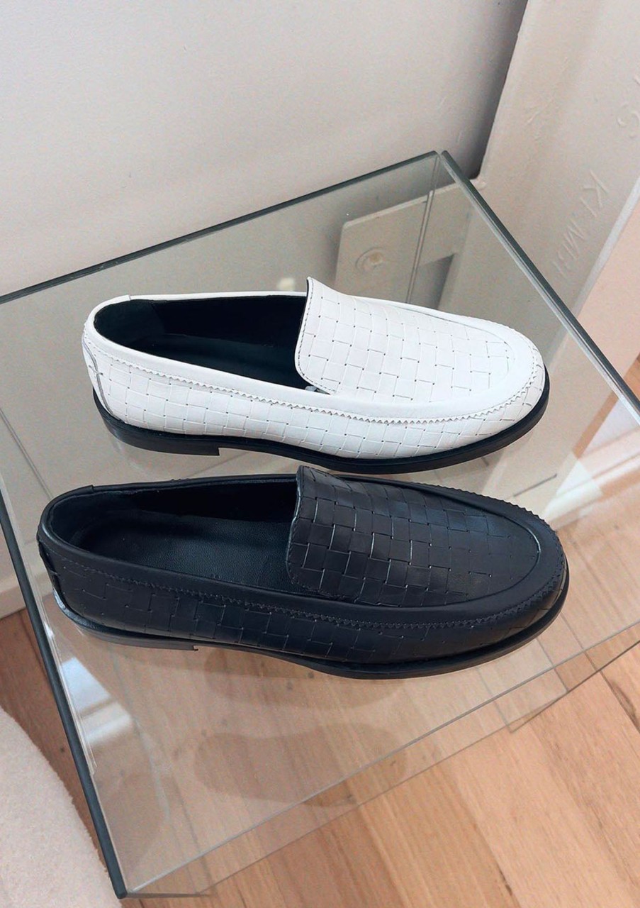 Accessories Department of Finery | Dof Studios Emmie Loafer Black Weave Embossed