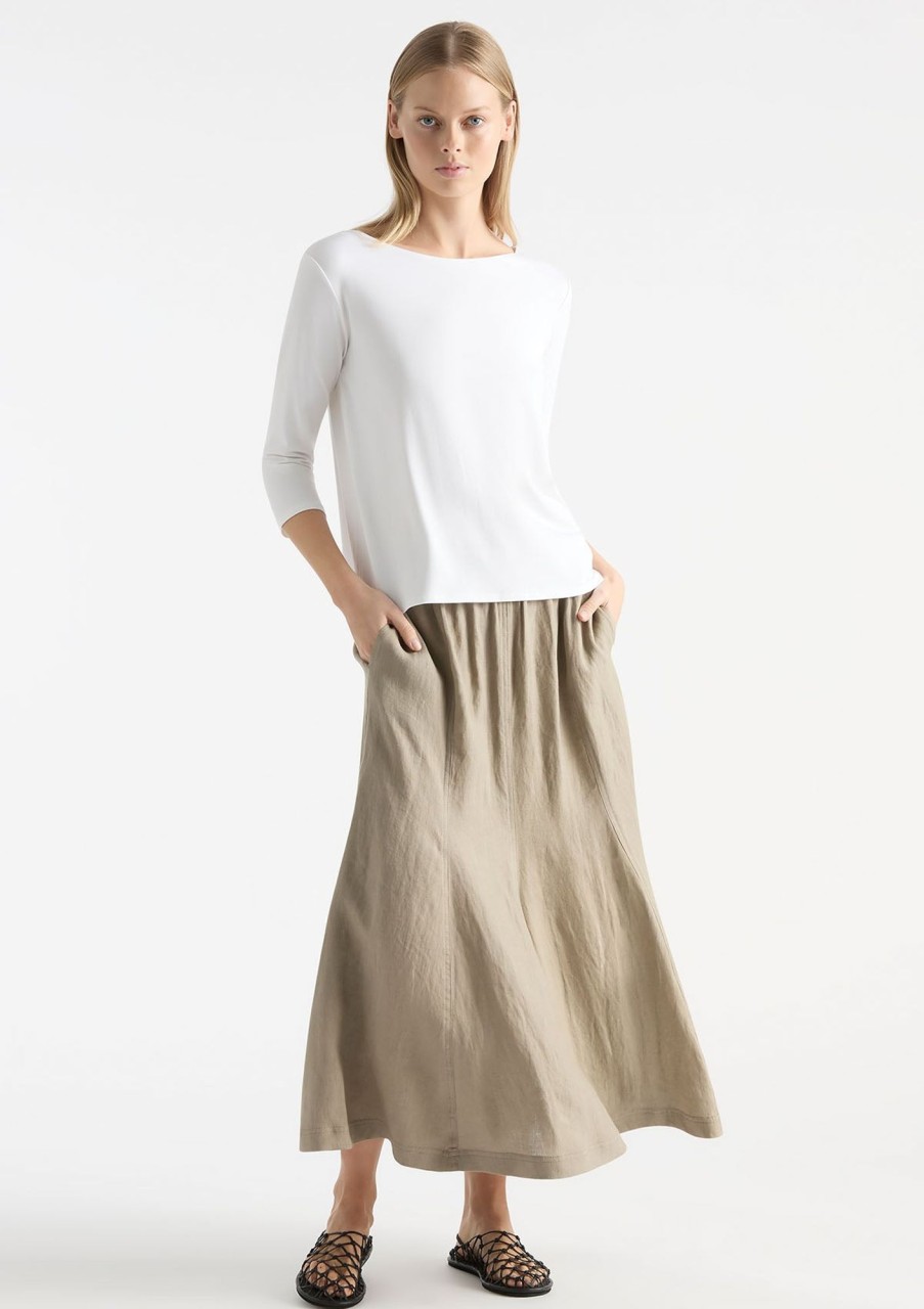 Clothing Mela Purdie | Mela Purdie Pure Linen Palazzo Skirt Willow