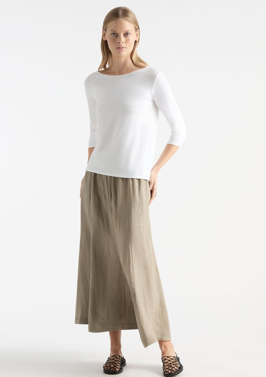 Clothing Mela Purdie | Mela Purdie Pure Linen Palazzo Skirt Willow