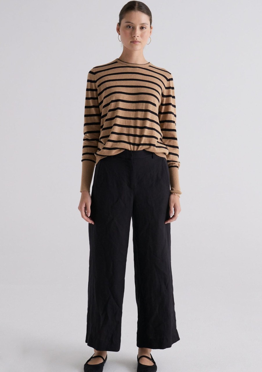 Clothing POL Clothing | Pol Clothing Willa Striped Knit Toffee Black