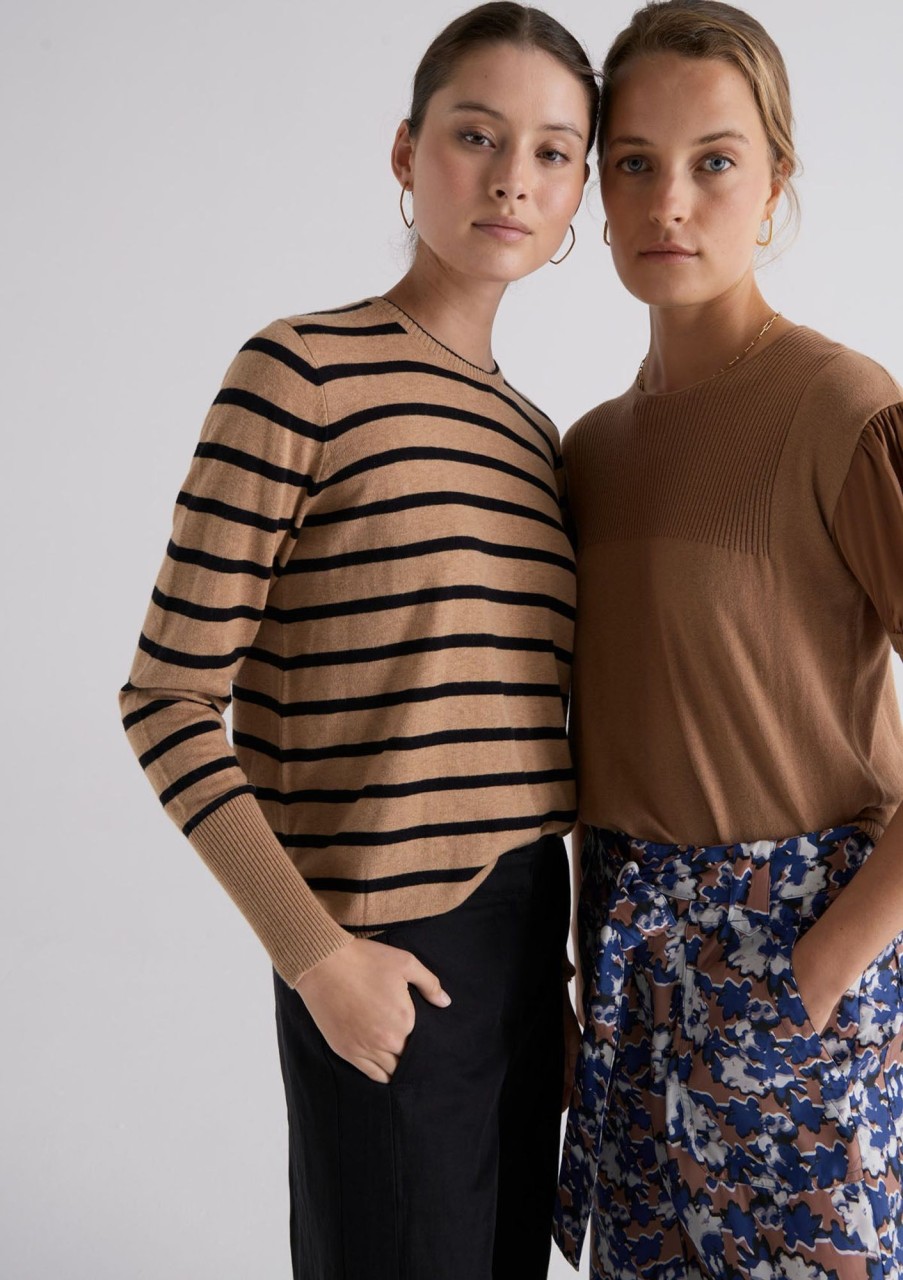 Clothing POL Clothing | Pol Clothing Willa Striped Knit Toffee Black