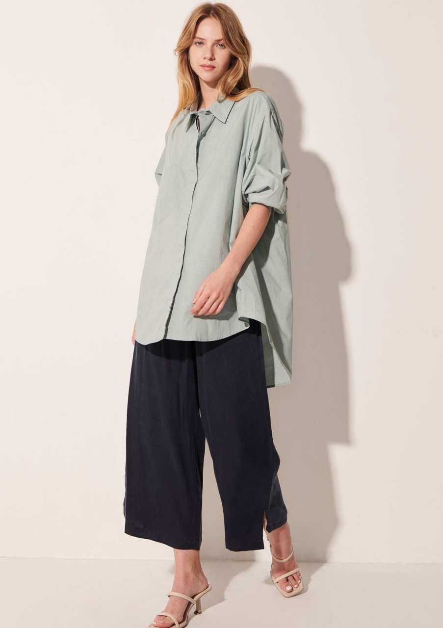 Clothing POL Clothing | Pol Clothing Lagoon Draped Back Shirt Mist