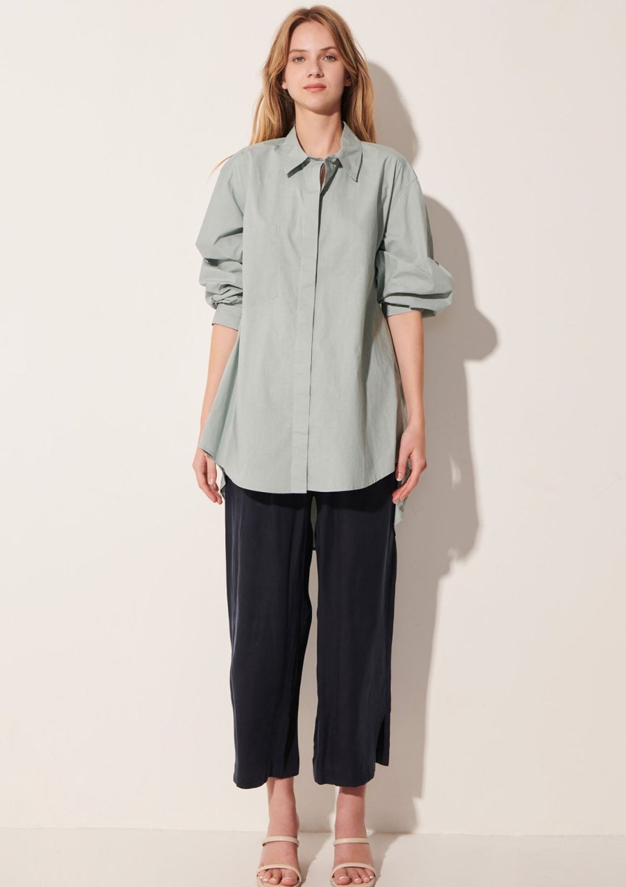 Clothing POL Clothing | Pol Clothing Lagoon Draped Back Shirt Mist