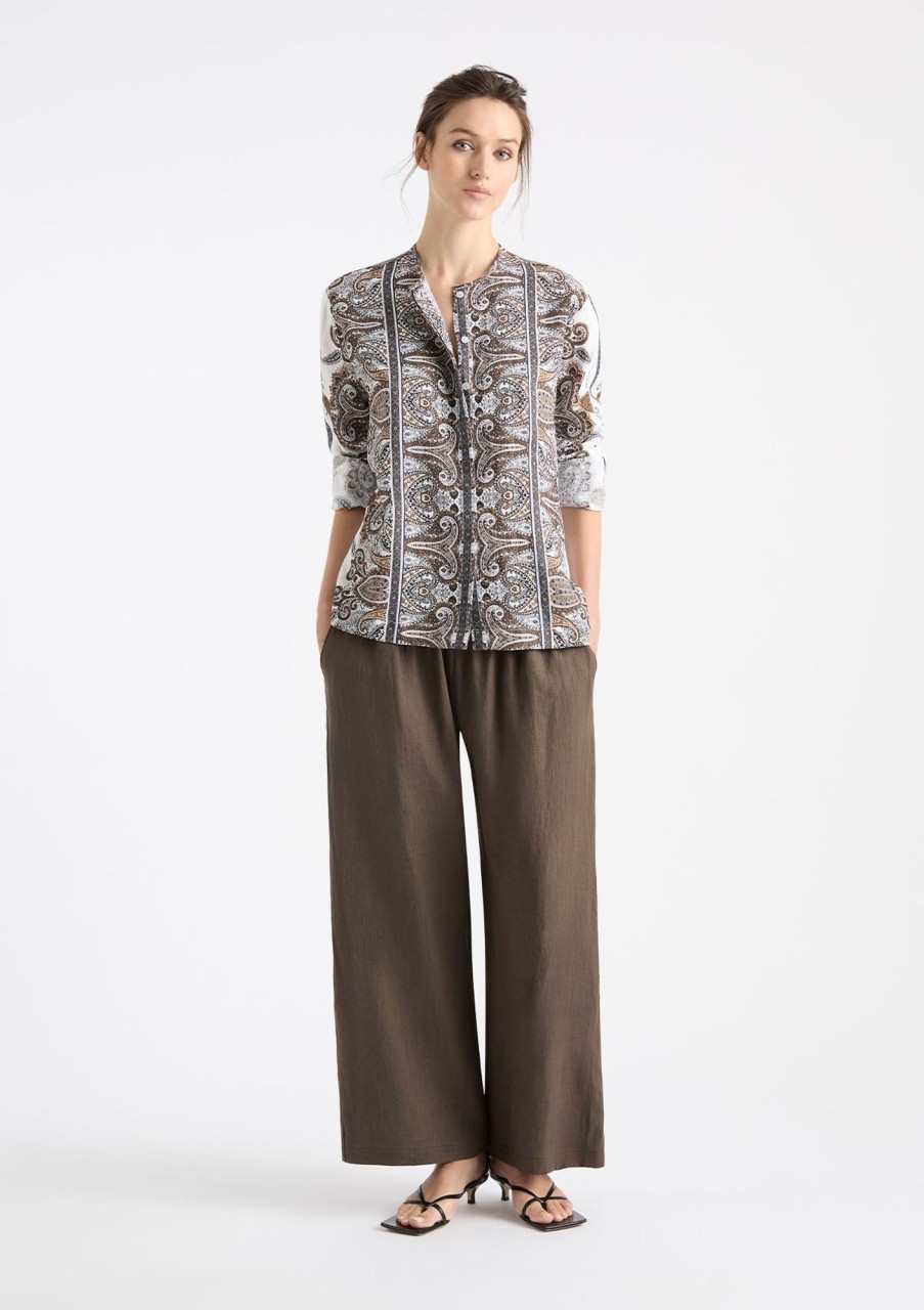 Clothing Mela Purdie | Mela Purdie Print Linen Shell Shirt Lattice