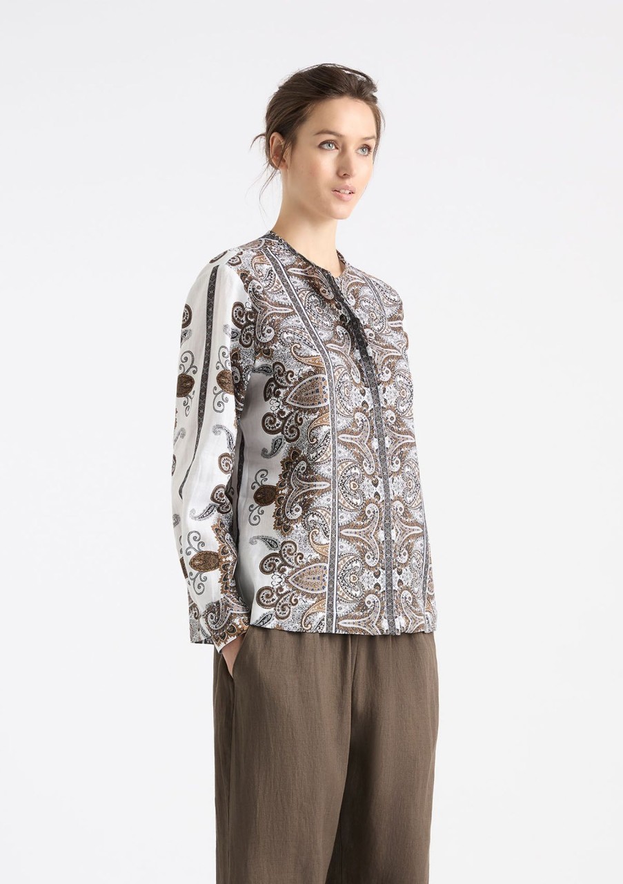 Clothing Mela Purdie | Mela Purdie Print Linen Shell Shirt Lattice