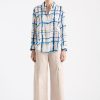 Clothing Mela Purdie | Mela Purdie Print Silk Soft Shirt Riviera Check