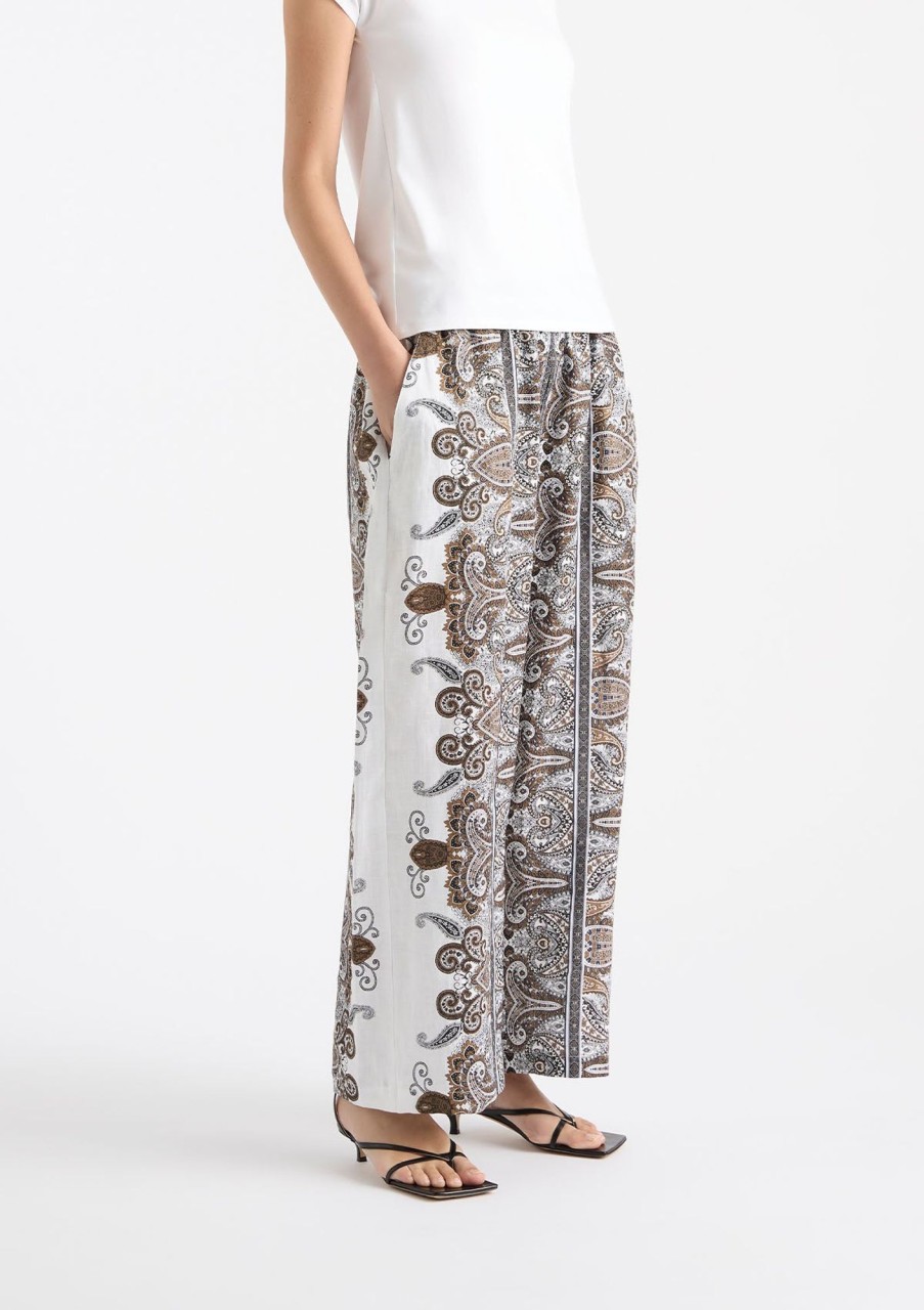 Clothing Mela Purdie | Mela Purdie Print Linen Pace Pant Lattice