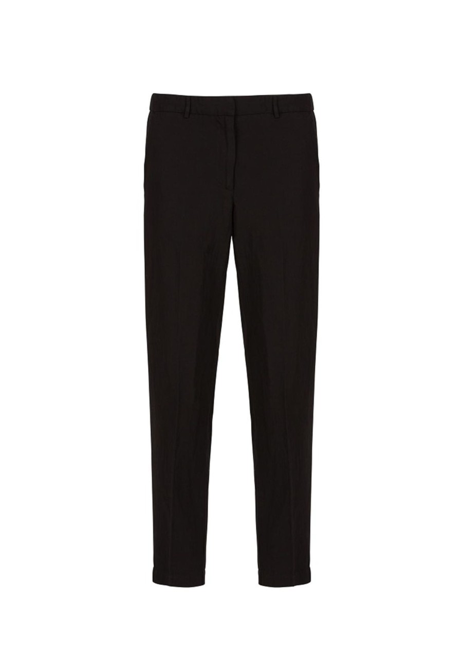 Clothing PROMANDÈRE | Pomandere Linen Crop Trouser Ebony