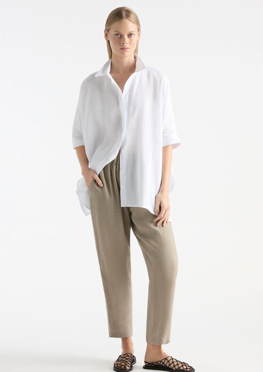 Clothing Mela Purdie | Mela Purdie Pure Linen Soft Capri