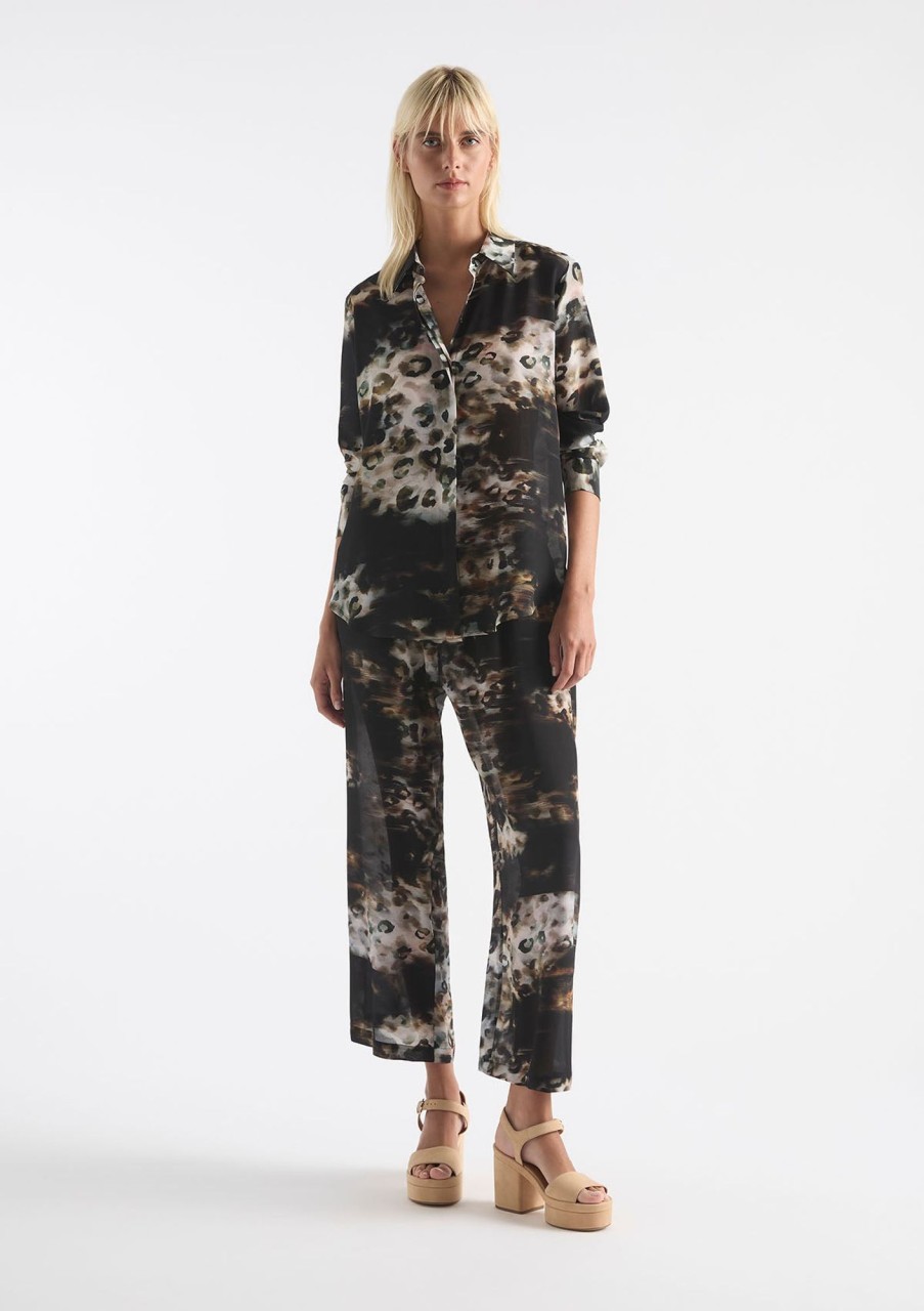 Clothing Mela Purdie | Mela Purdie Print Silk Soft Shirt Illusion