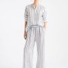 Clothing Mela Purdie | Mela Purdie Trio Stripe Print Linen Shell Shirt Tri Stripe