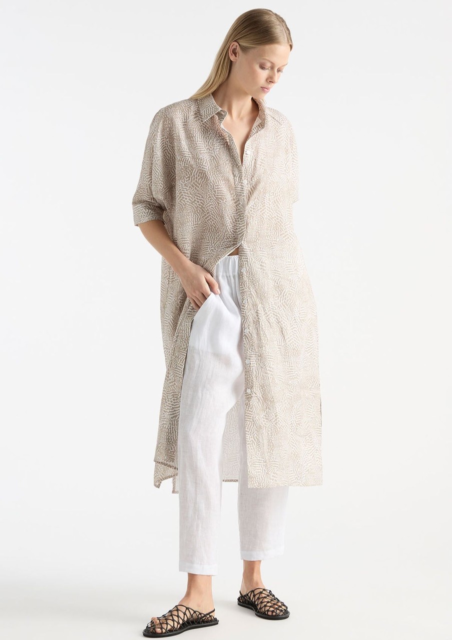 Clothing Mela Purdie | Mela Purdie Shell Linen Dolman Wedge Tortoise