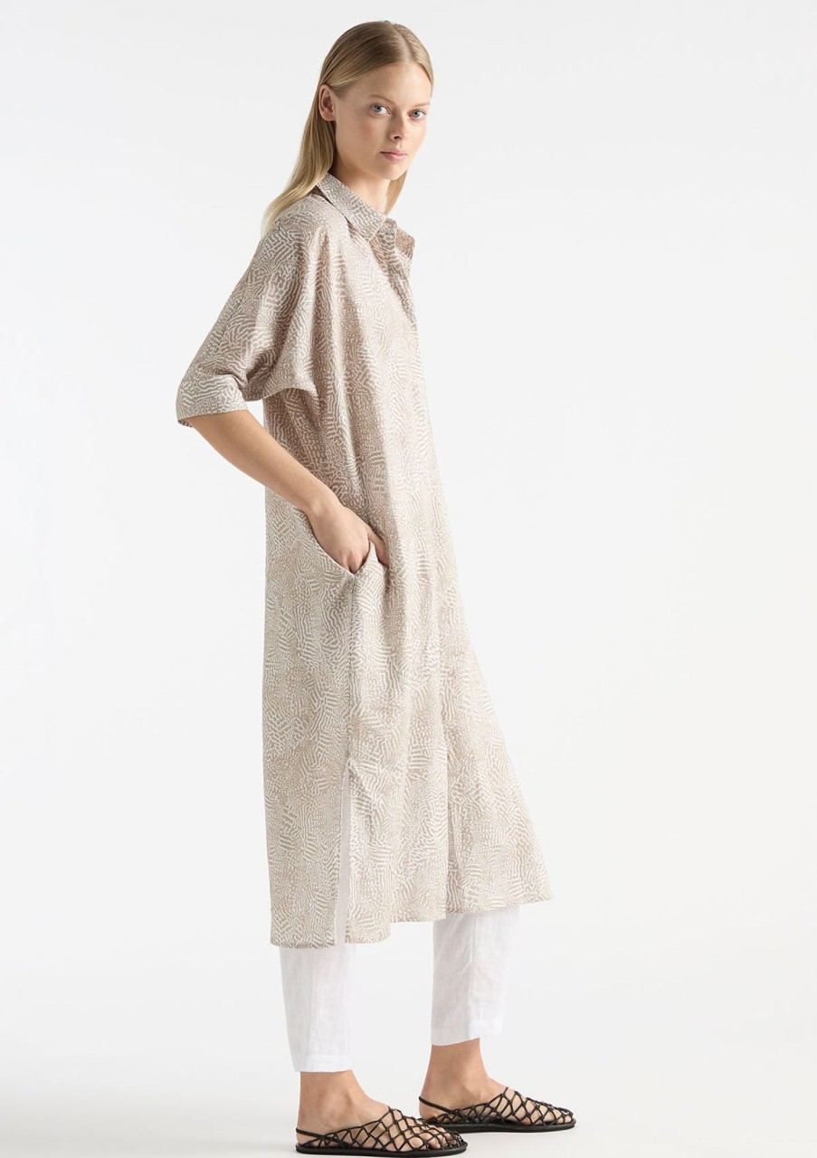 Clothing Mela Purdie | Mela Purdie Shell Linen Dolman Wedge Tortoise