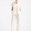 Clothing Mela Purdie | Mela Purdie Pure Linen Straw Pleat Shell