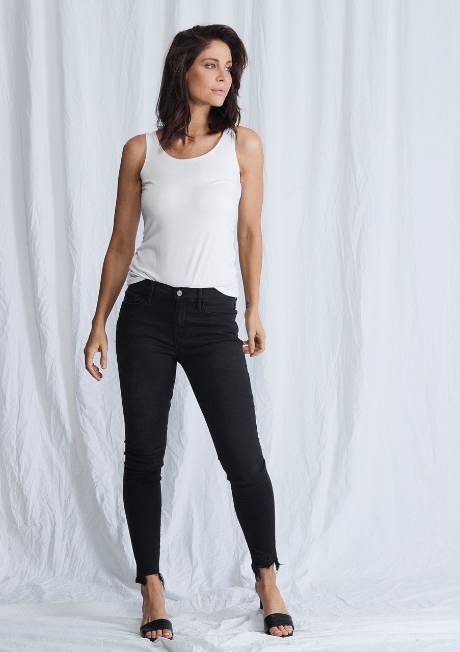 Clothing Frame Denim | Frame Le Skinny De Jeanne Chewed Hem Jeans Brisbane Chew