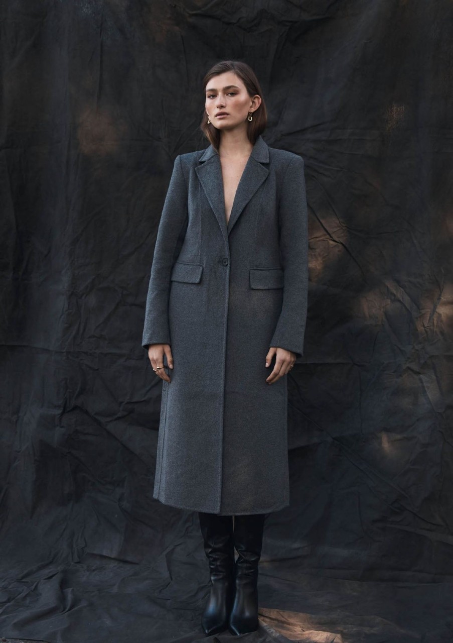 Clothing Elka Collective | Elka Collective Alba Coat Dark Grey Marle