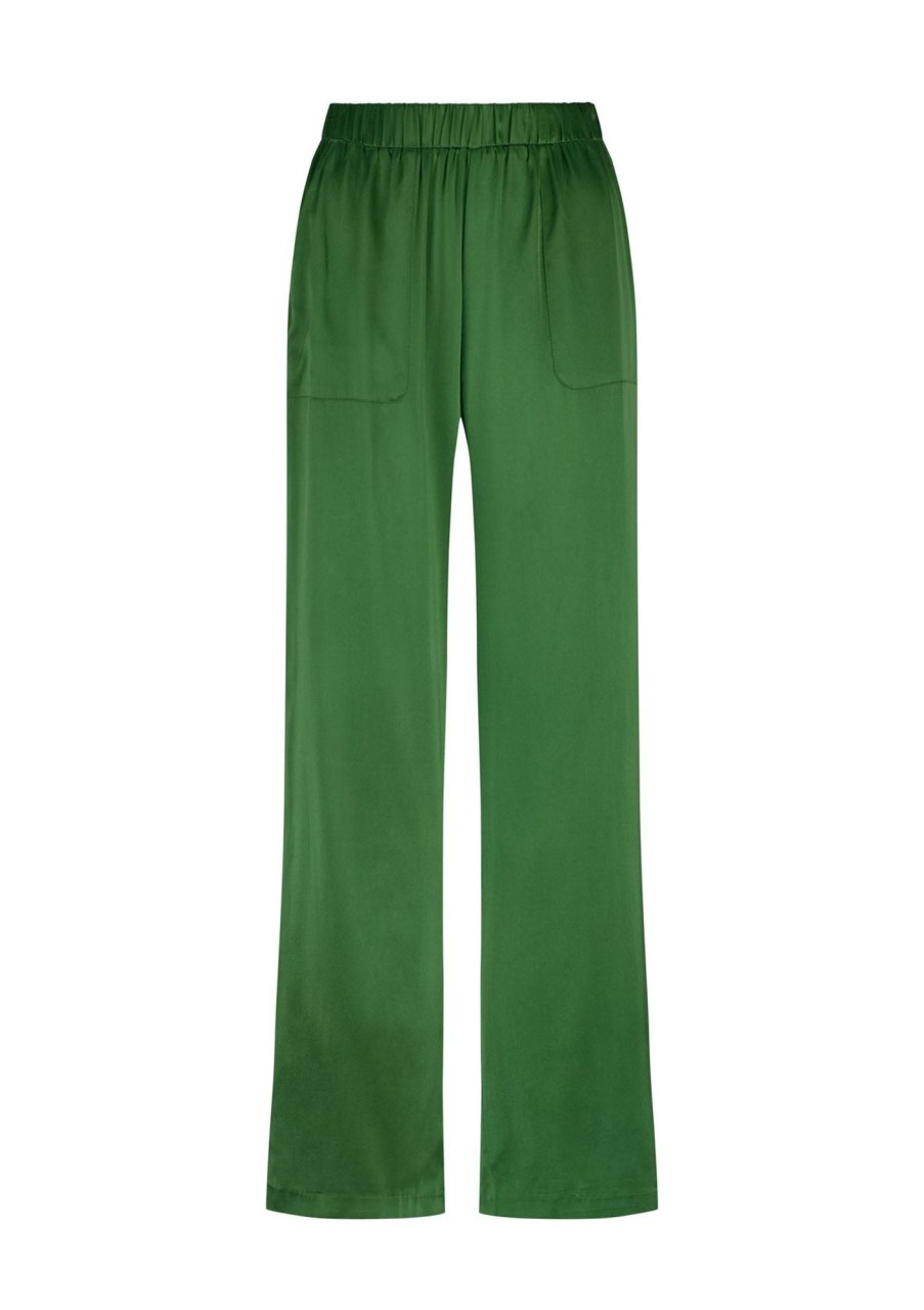 Clothing Caravan u0026 Co | Caravan U0026 Co Lightness Of Being Silk Slouch Pant Forest