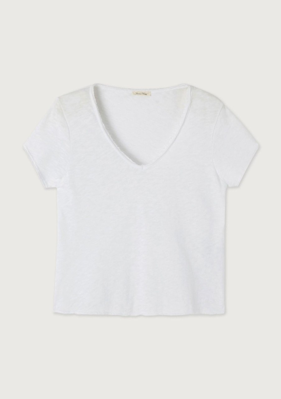 Clothing American Vintage | American Vintage Sonoma V-Neck T-Shirt White