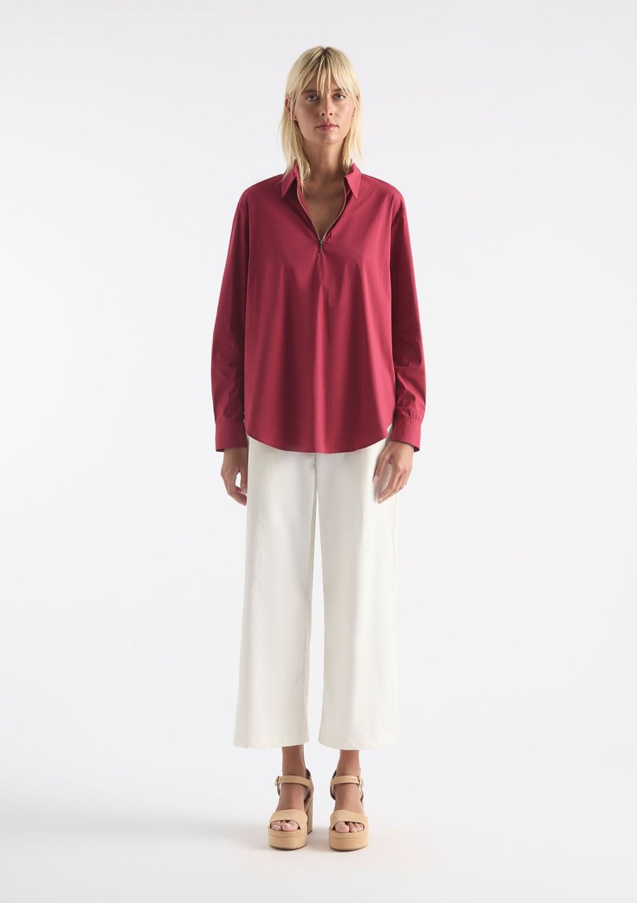 Clothing Mela Purdie | Mela Purdie Microprene Zip Front Shirt