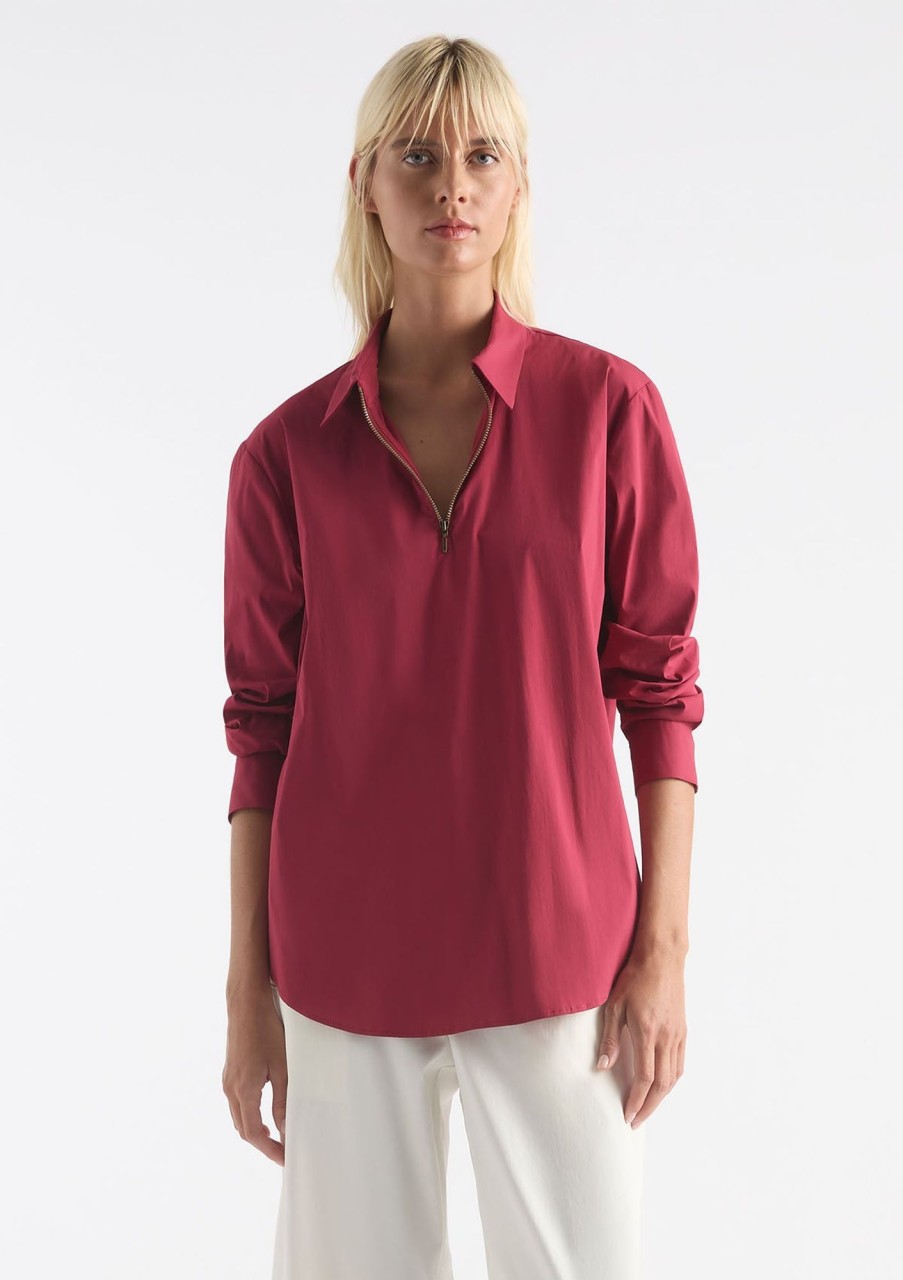 Clothing Mela Purdie | Mela Purdie Microprene Zip Front Shirt