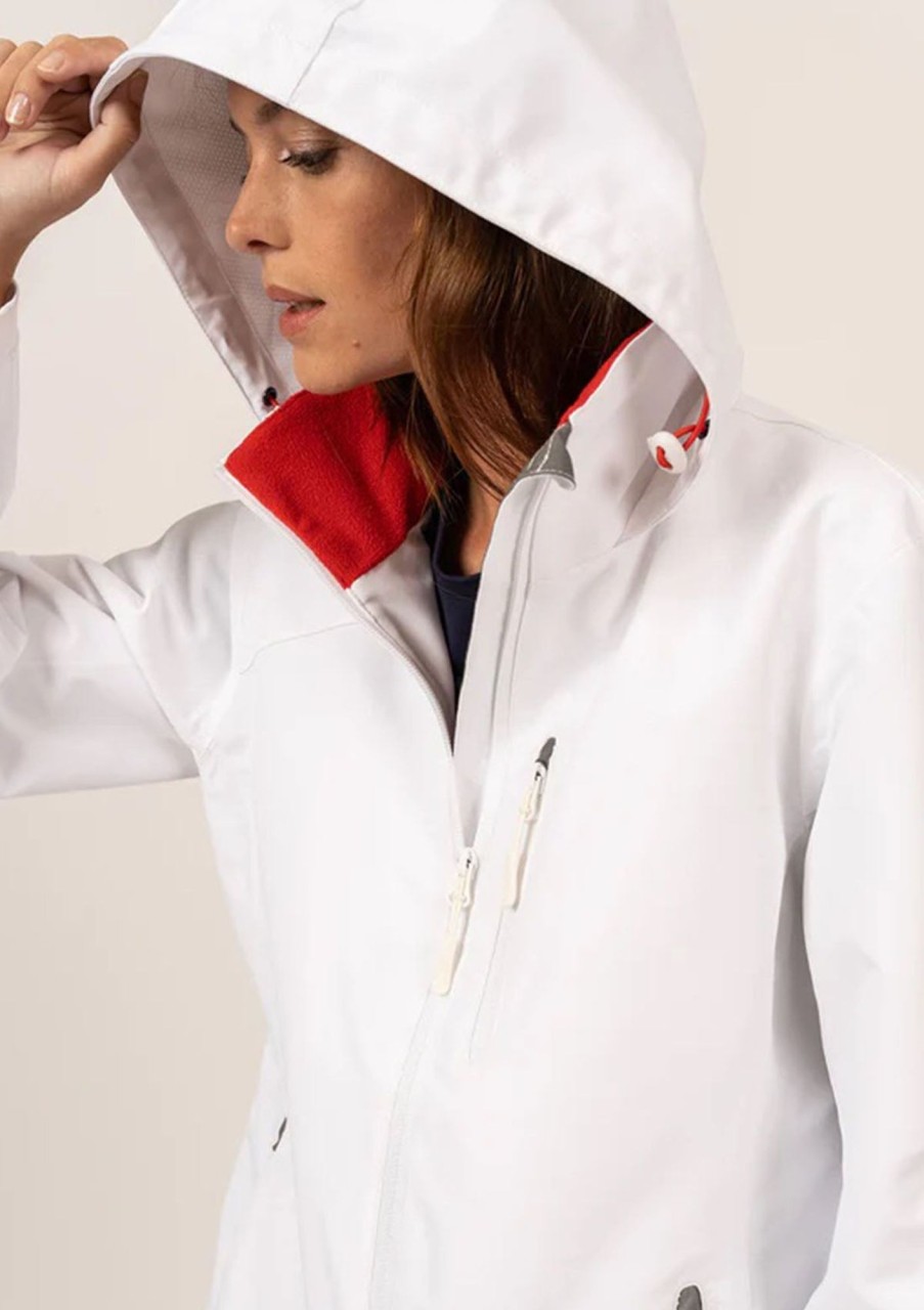 Clothing Saint James | Saint James Ste Donna Waterproof Jacket Blanc Sanguine