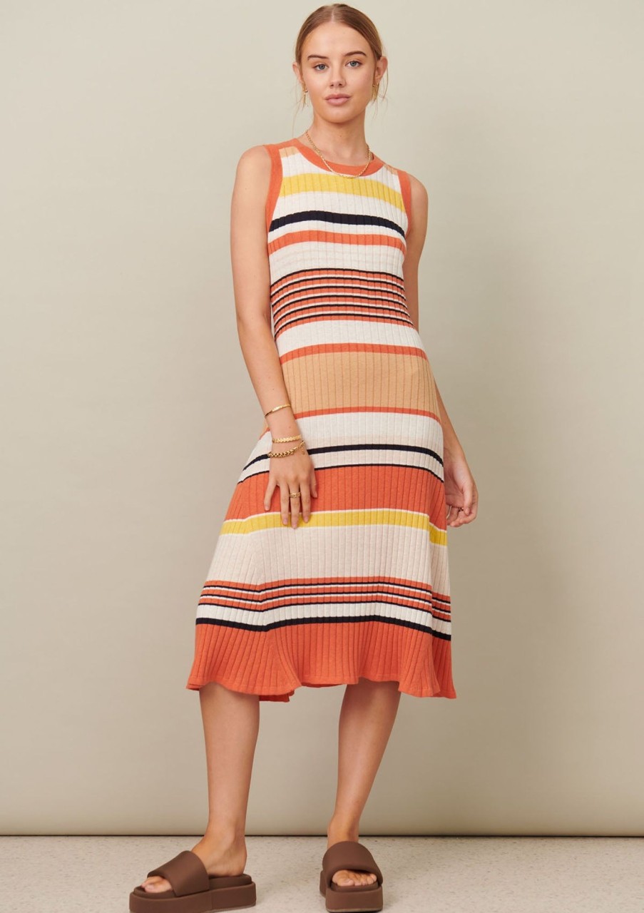 Clothing POL Clothing | Pol Clothing Chloe Dress Warm Stripe