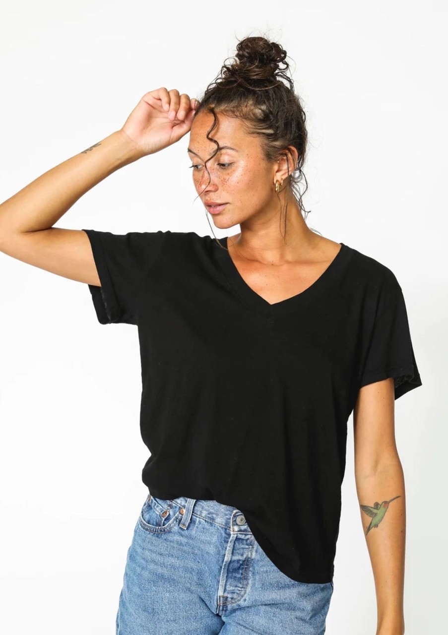 Clothing Perfect White Tee | Perfect White Tee Hendrix Basic V Neck Black