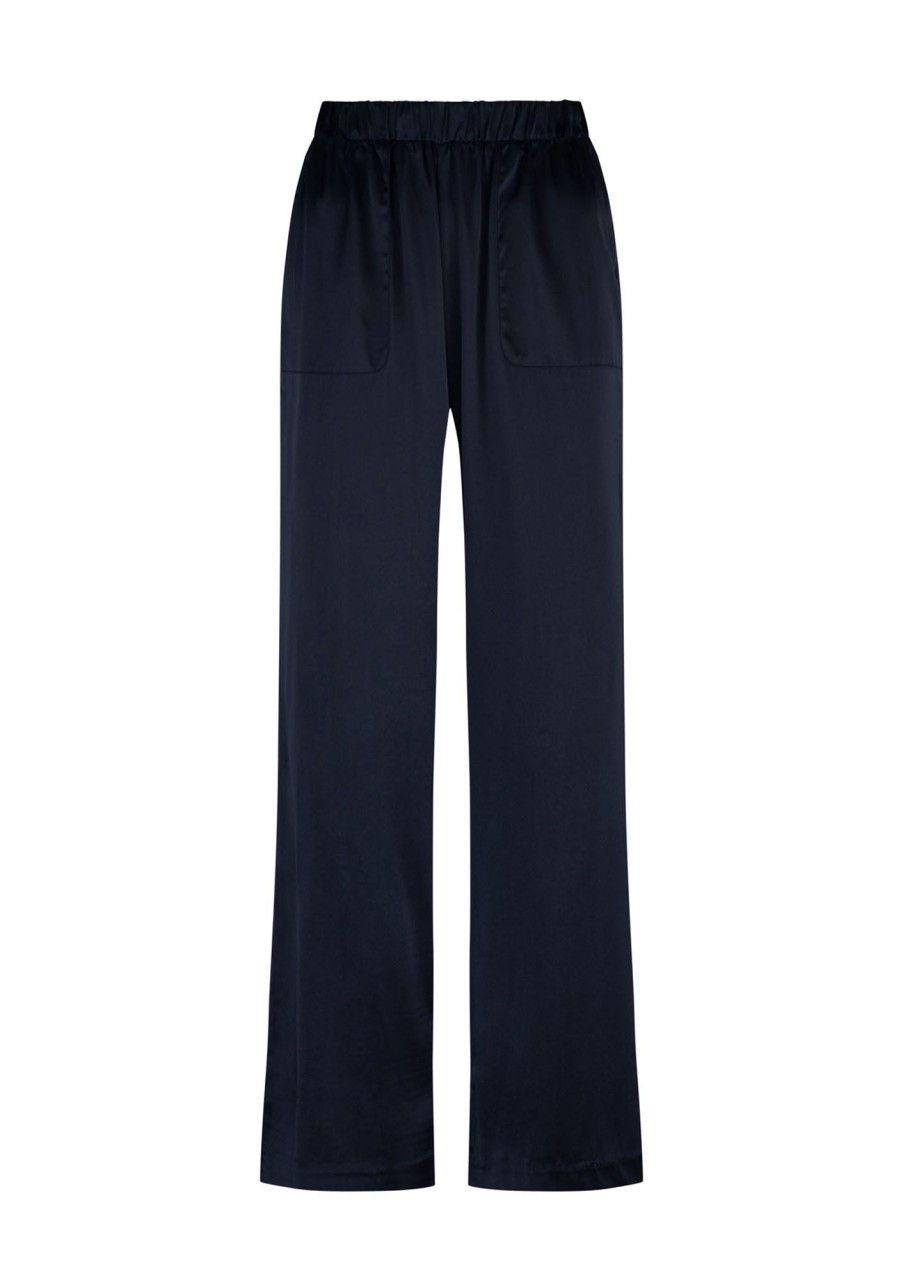 Clothing Caravan u0026 Co | Caravan U0026 Co Lightness Of Being Silk Slouch Pant Navy