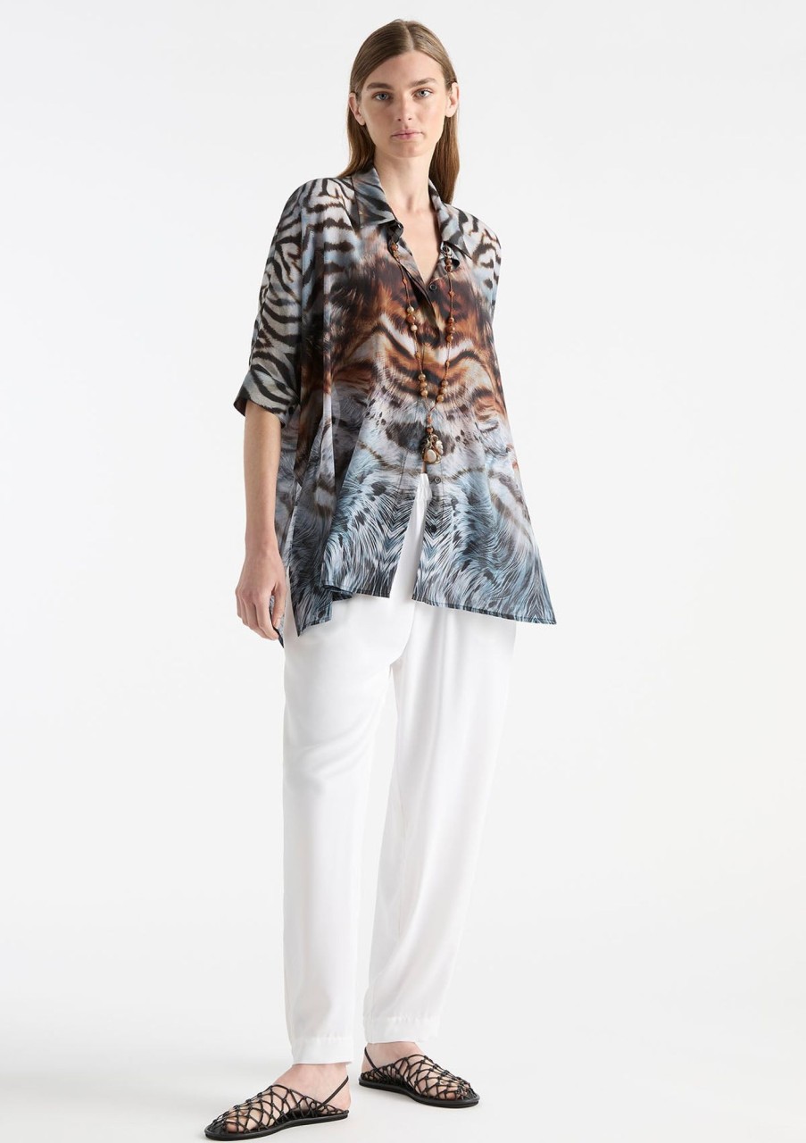 Clothing Mela Purdie | Mela Purdie Desert Silk Print Chisel Panama Canopy