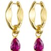 Accessories F+H Jewellery | F+H Pop Earrings - Pink Corundum Gold