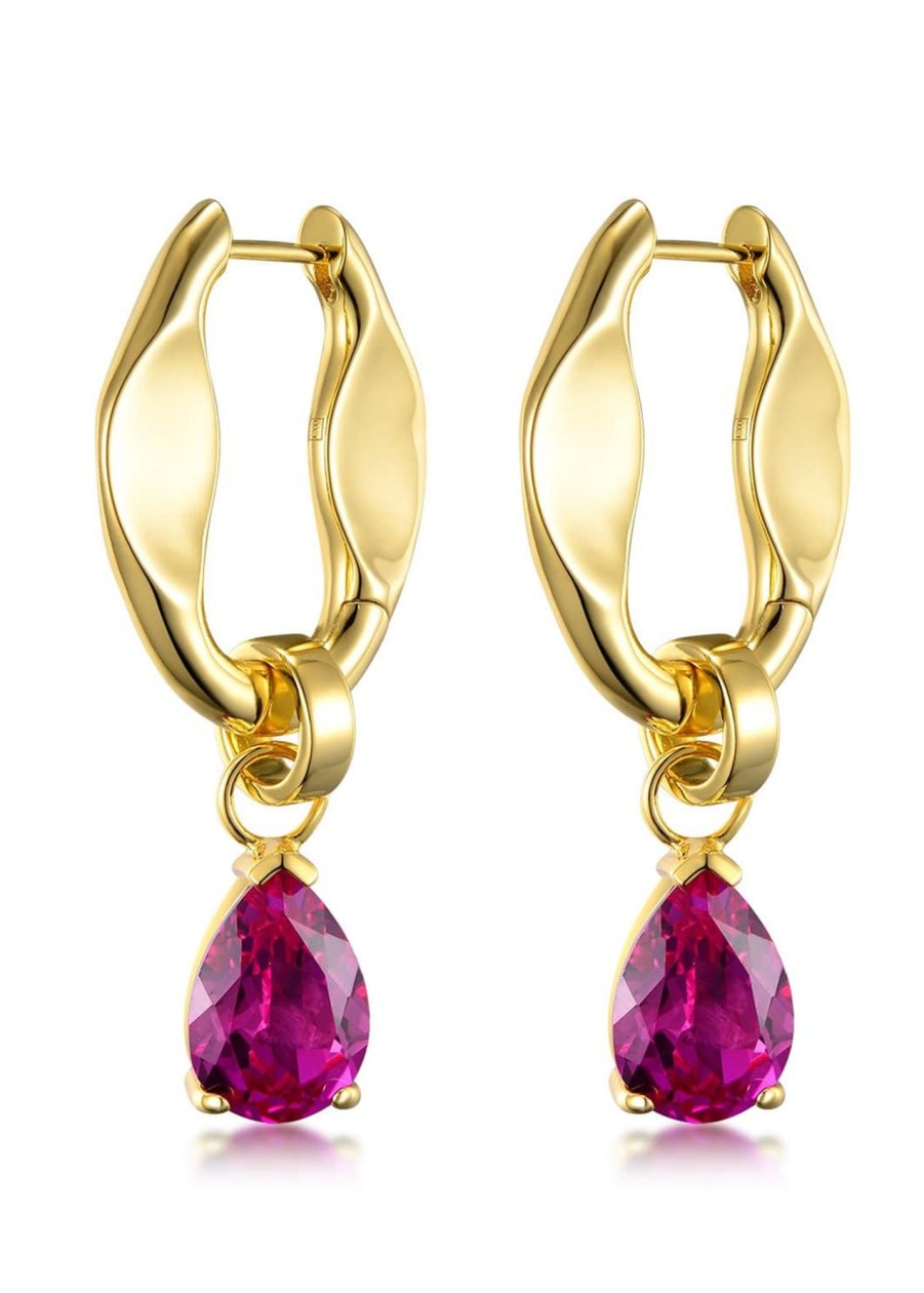 Accessories F+H Jewellery | F+H Pop Earrings - Pink Corundum Gold