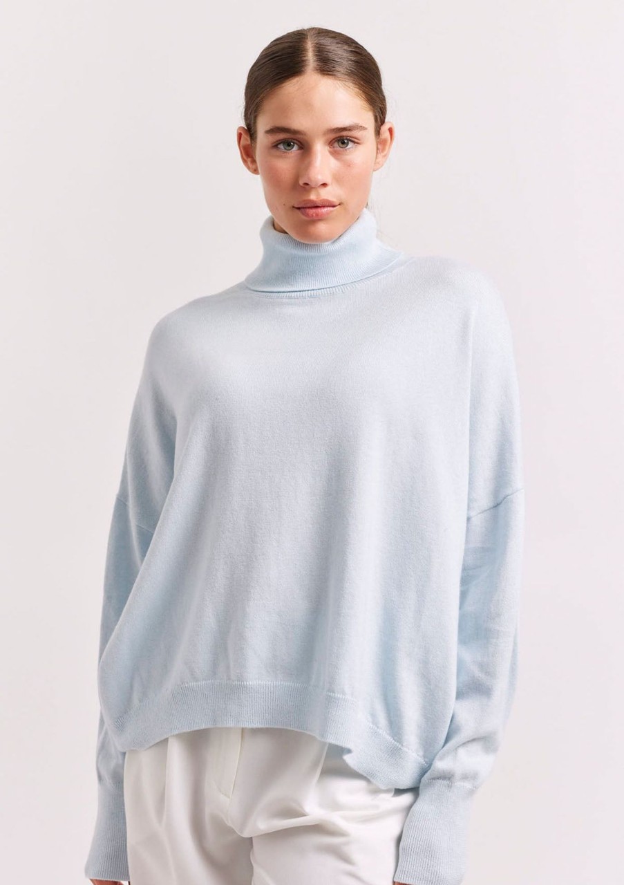 Clothing Alessandra | Alessandra A Polo Bay Sweater Frost Blue