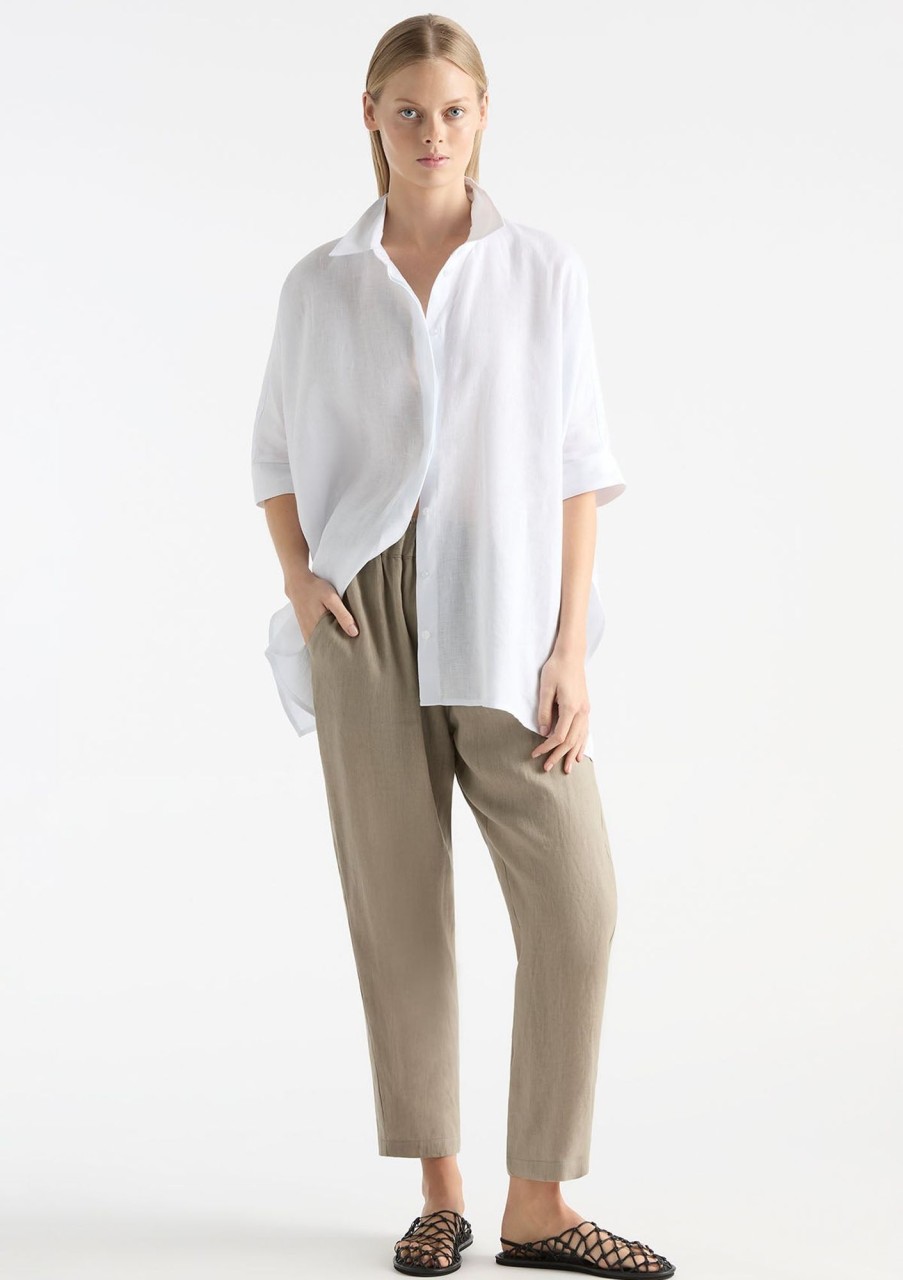 Clothing Mela Purdie | Mela Purdie Pure Linen Chisel Panama