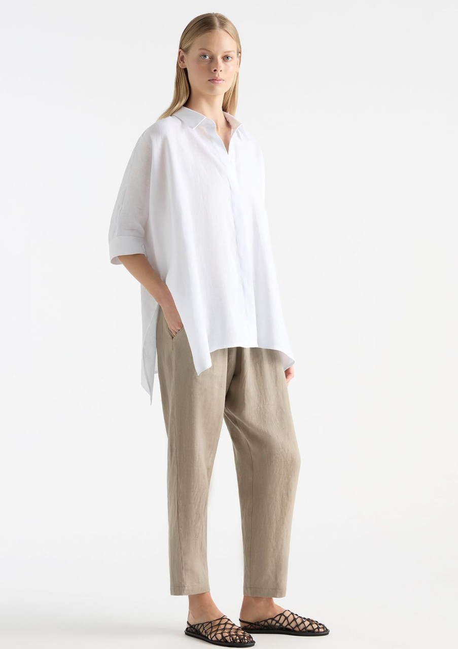 Clothing Mela Purdie | Mela Purdie Pure Linen Chisel Panama