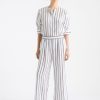 Clothing Mela Purdie | Mela Purdie Trio Stripe Print Linen Pace Pant Tri Stripe