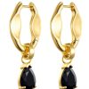 Accessories F+H Jewellery | F+H Pop Earrings - Black Onyx Gold