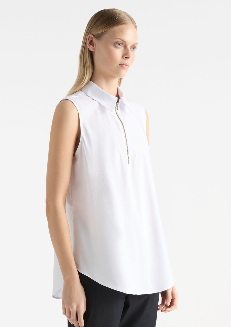 Clothing Mela Purdie | Mela Purdie Microprene Zip Tank White