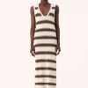 Clothing Elka Collective | Elka Collective Sintra Knit Dress Chocolate Ecru