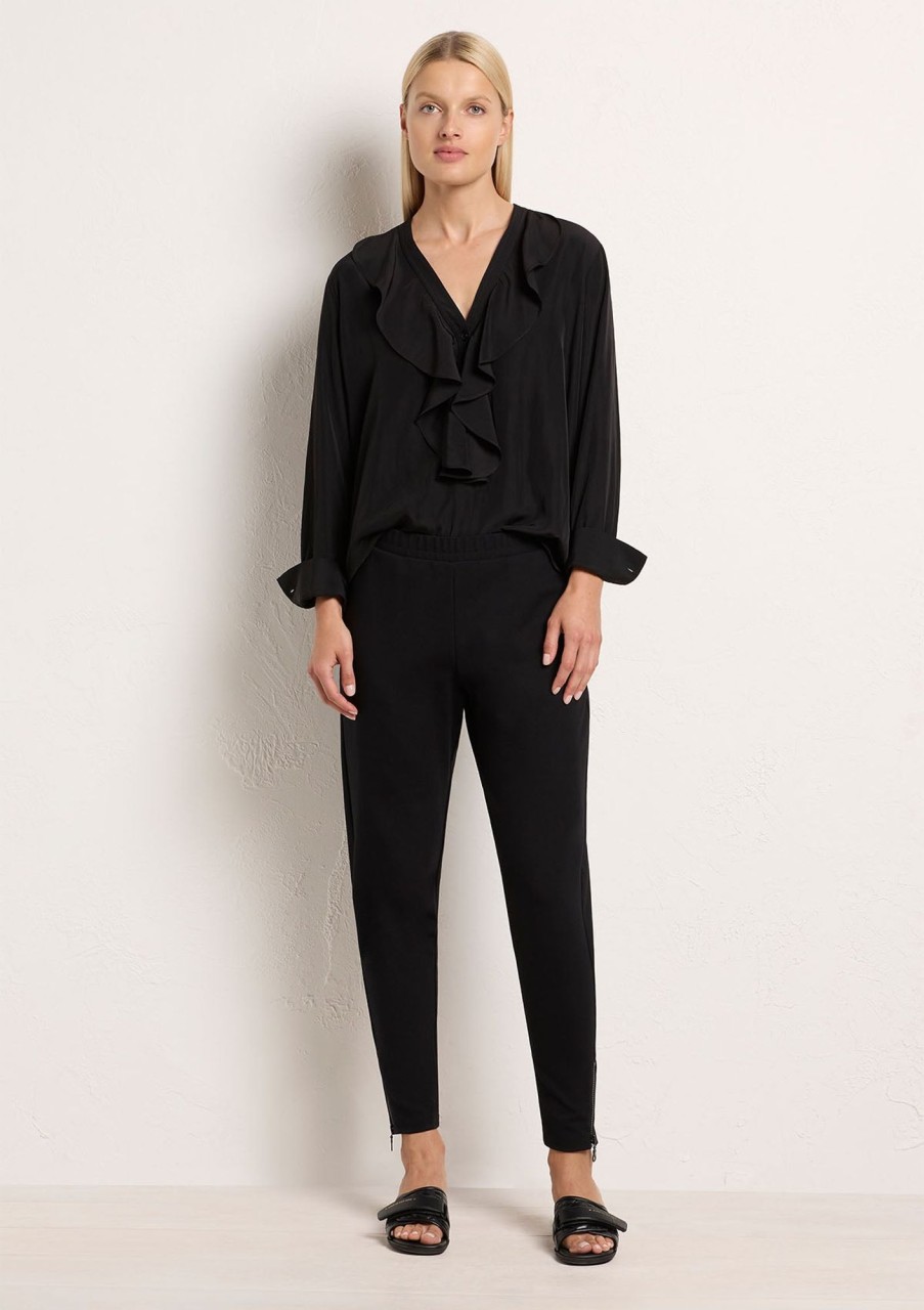 Clothing Mela Purdie | Mela Purdie Polished Ponte Zip Stiletto Pant Black